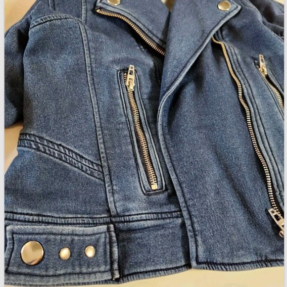 Blank NYC Hello Moto Jean Jacket Stretch Denim Motorcycle - Picture 10 of 11